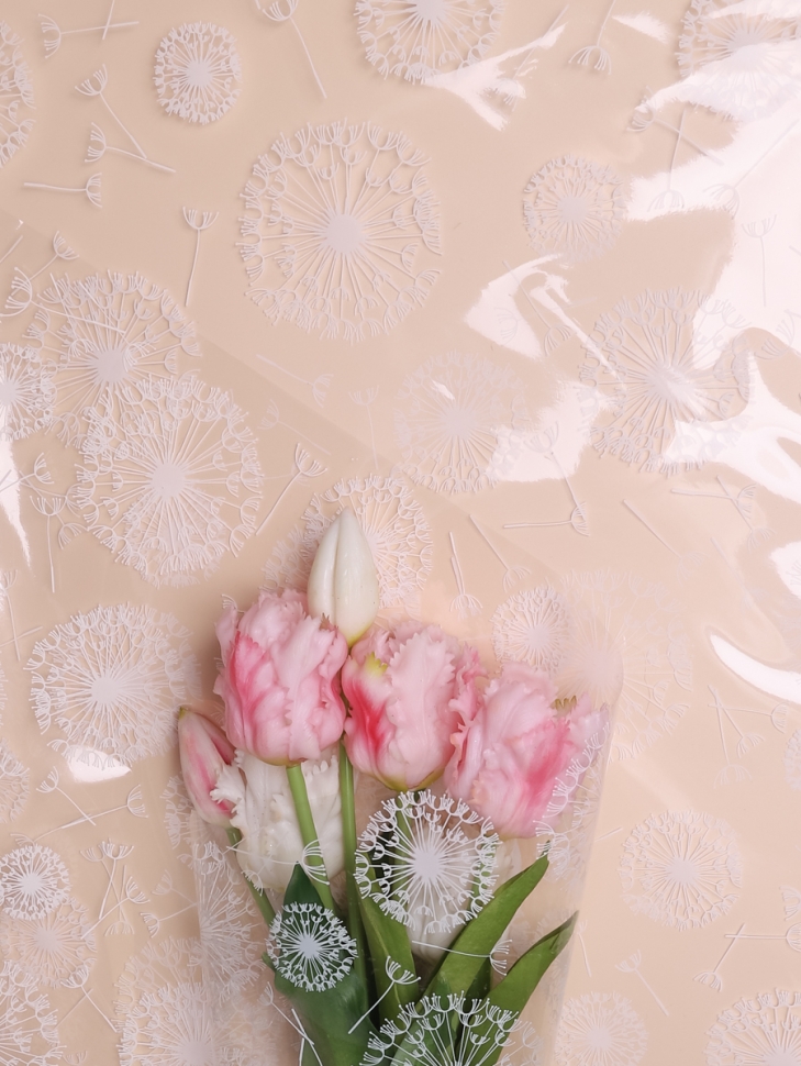 Пленка цветная Одуванчики 70см белый