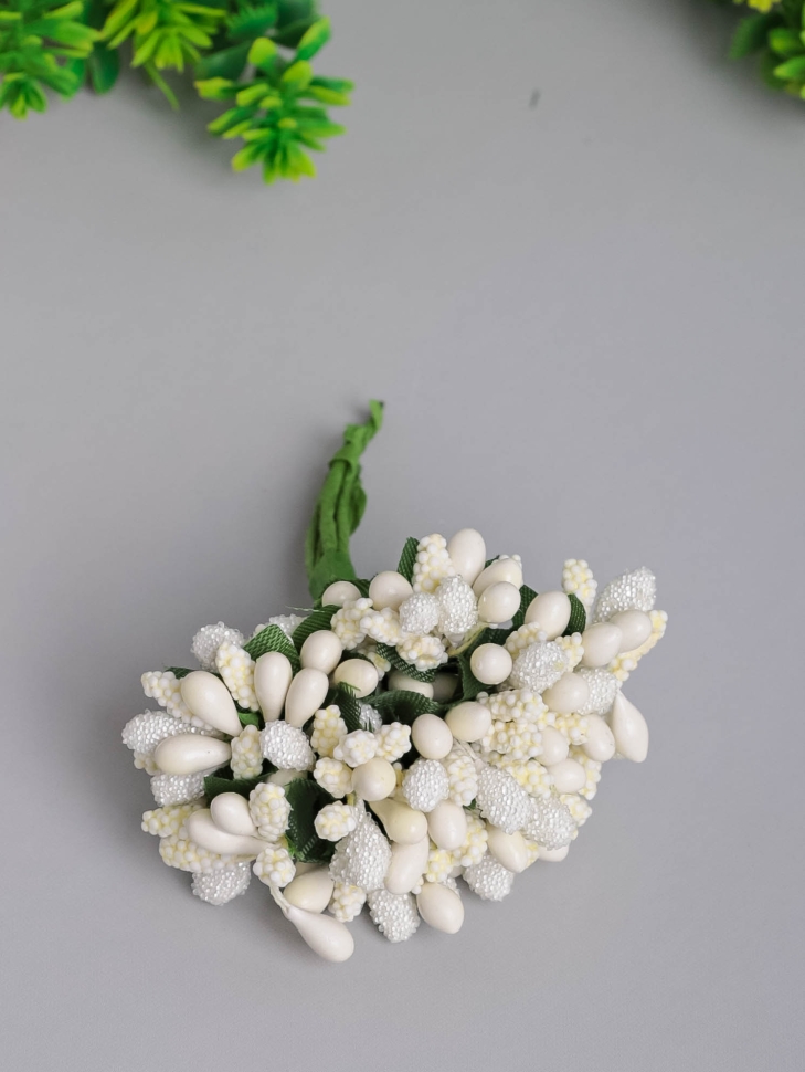 Тычинки для искусственных цветов К 12шт. кремовый