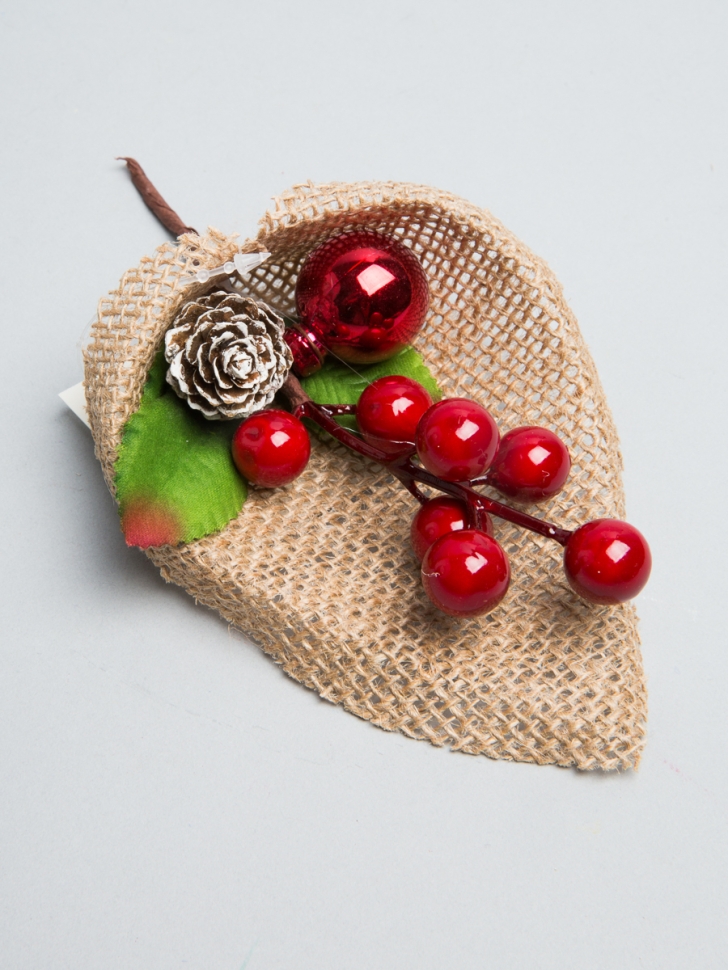 Бутоньерка Новогодняя 19см XY21-625 Бутоньерка Новогодняя 19см XY21-625