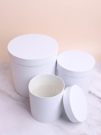 Коробка цилиндр набор из  3шт К d21хh21 - d14хh14см белый