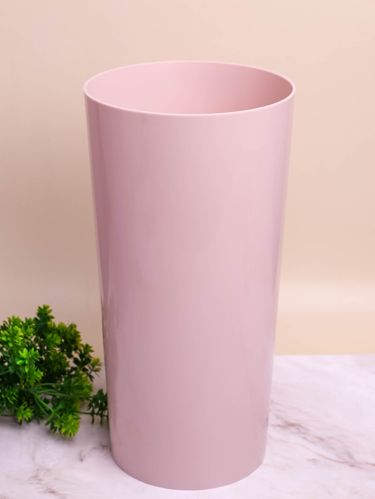 Ваза пластик гладкая H35см D18 конус Инфинити пудровый