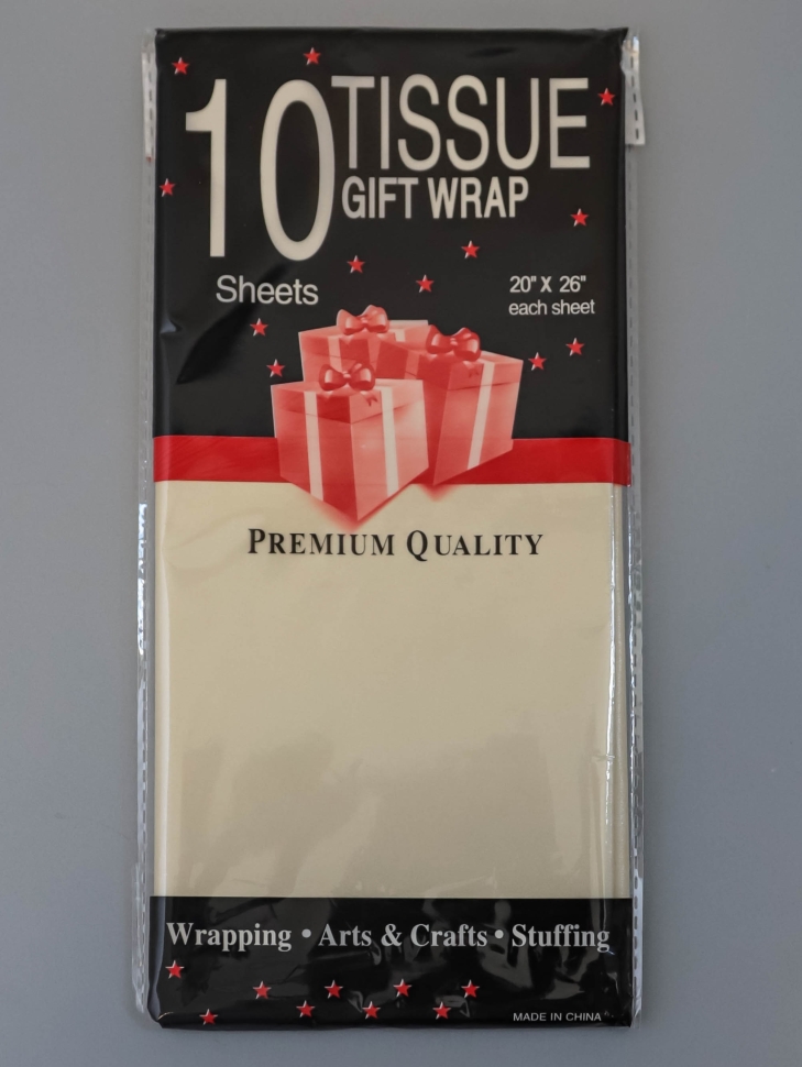 Бумага тишью жемчужная 50х66см,10 лист кремовый Бумага тишью жемчужная 50х66см,10 лист кремовый