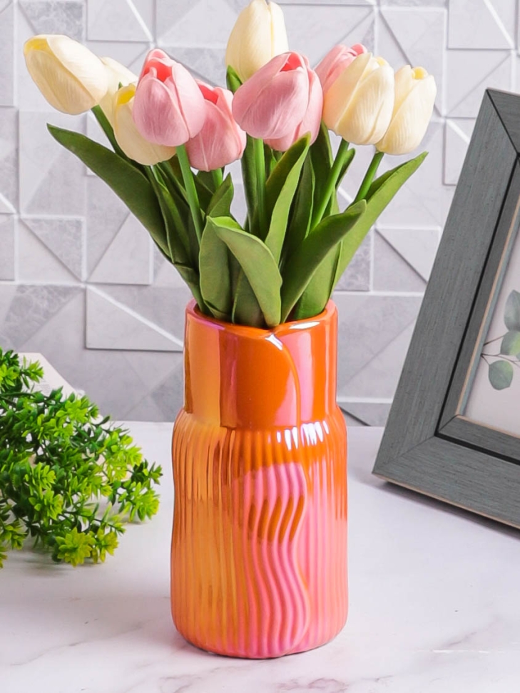 Ваза керамика 18х9,5х9,5см 8203D-07 Перламутр оранжевый Ваза керамика 18х9,5х9,5см 8203D-07 Перламутр оранжевый