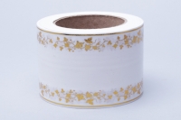 Лента золотая полоса траур 8/50ярд РД виноградный лист белый