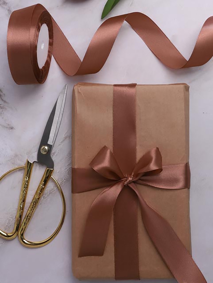 Лента атласная 25мм х 25 ярд JD коричневый светлый Лента атласная 25мм х 25 ярд JD коричневый светлый