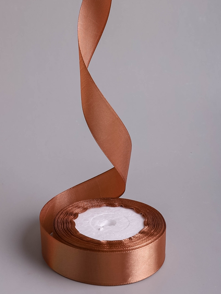 Лента атласная 25мм х 25 ярд JD коричневый светлый Лента атласная 25мм х 25 ярд JD коричневый светлый