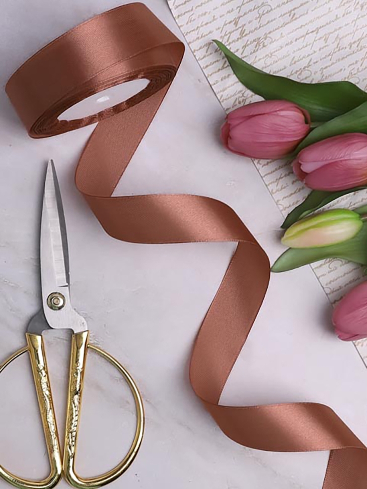 Лента атласная 25мм х 25 ярд JD коричневый светлый Лента атласная 25мм х 25 ярд JD коричневый светлый