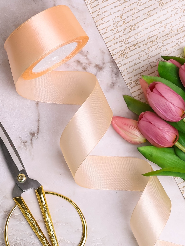 Лента атласная 40мм х 25 ярд JD персиковый Лента атласная 40мм х 25 ярд JD персиковый