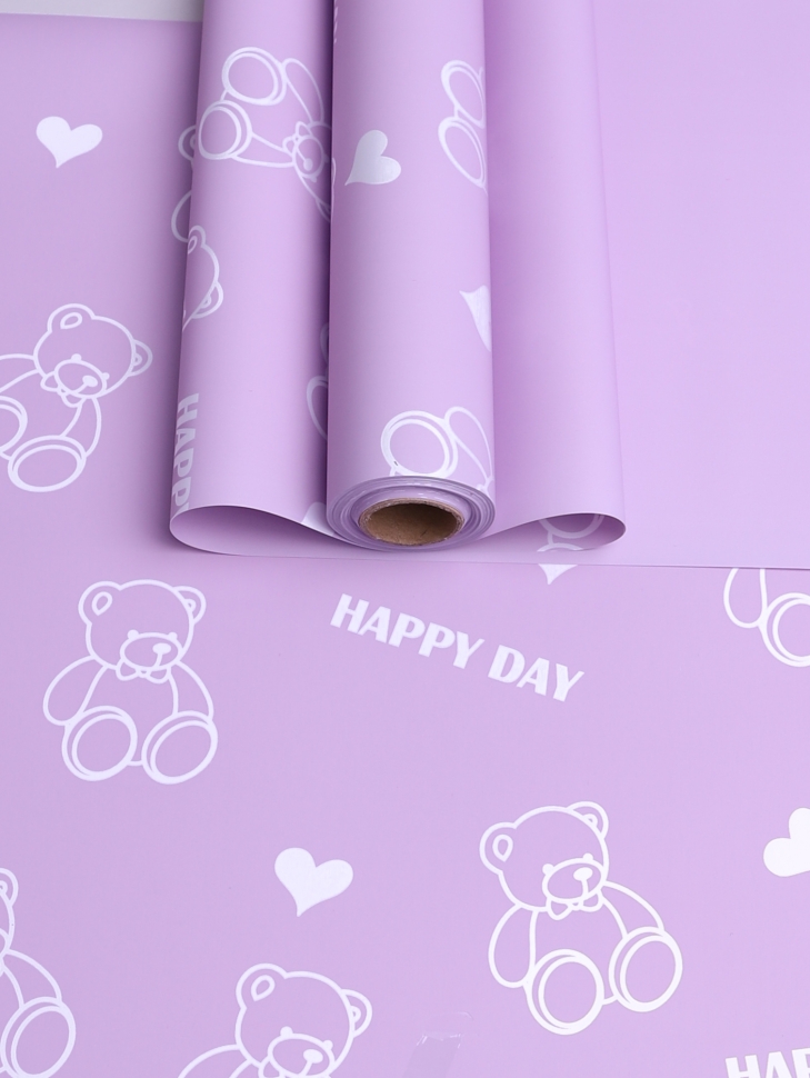 Пленка матовая 65мкм 58см х 10м Мишки сиреневый Пленка матовая 65мкм 58см х 10м Мишки сиреневый
