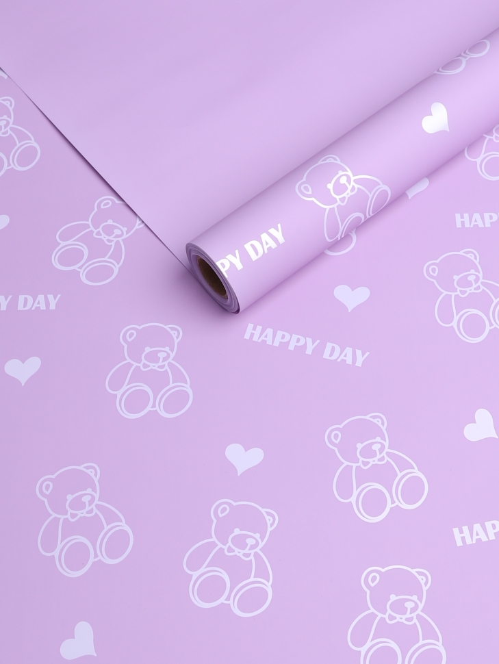 Пленка матовая 65мкм 58см х 10м Мишки сиреневый Пленка матовая 65мкм 58см х 10м Мишки сиреневый