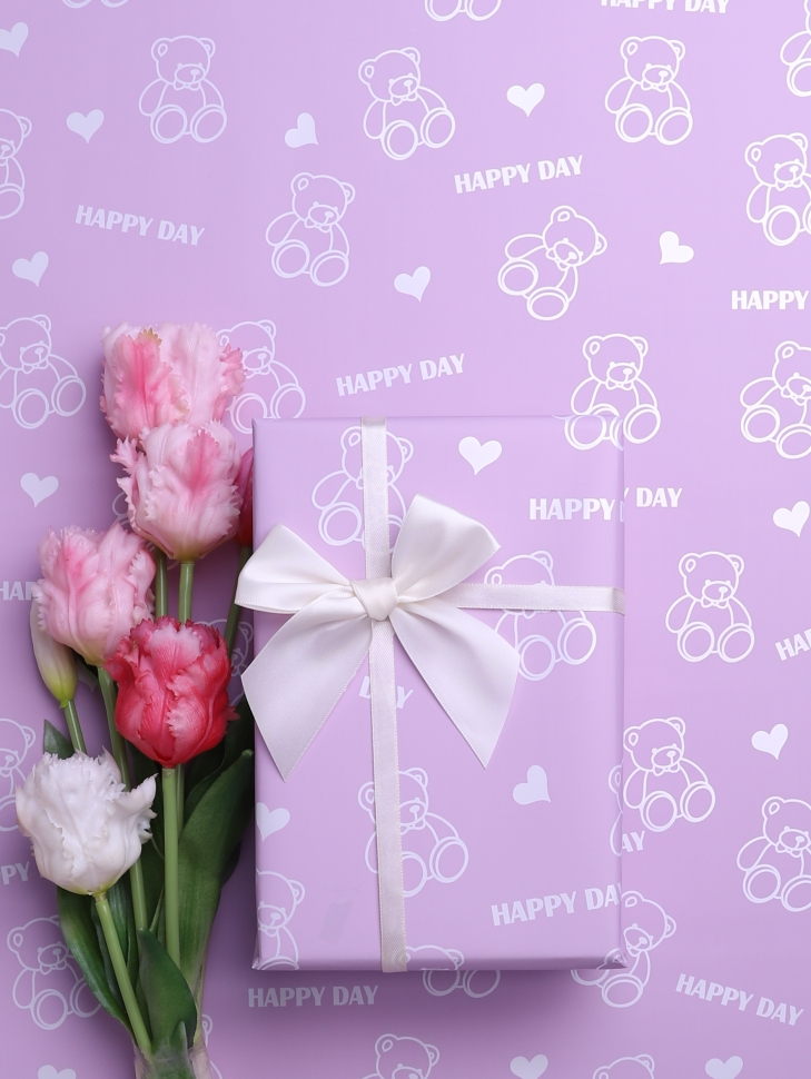 Пленка матовая 65мкм 58см х 10м Мишки сиреневый Пленка матовая 65мкм 58см х 10м Мишки сиреневый