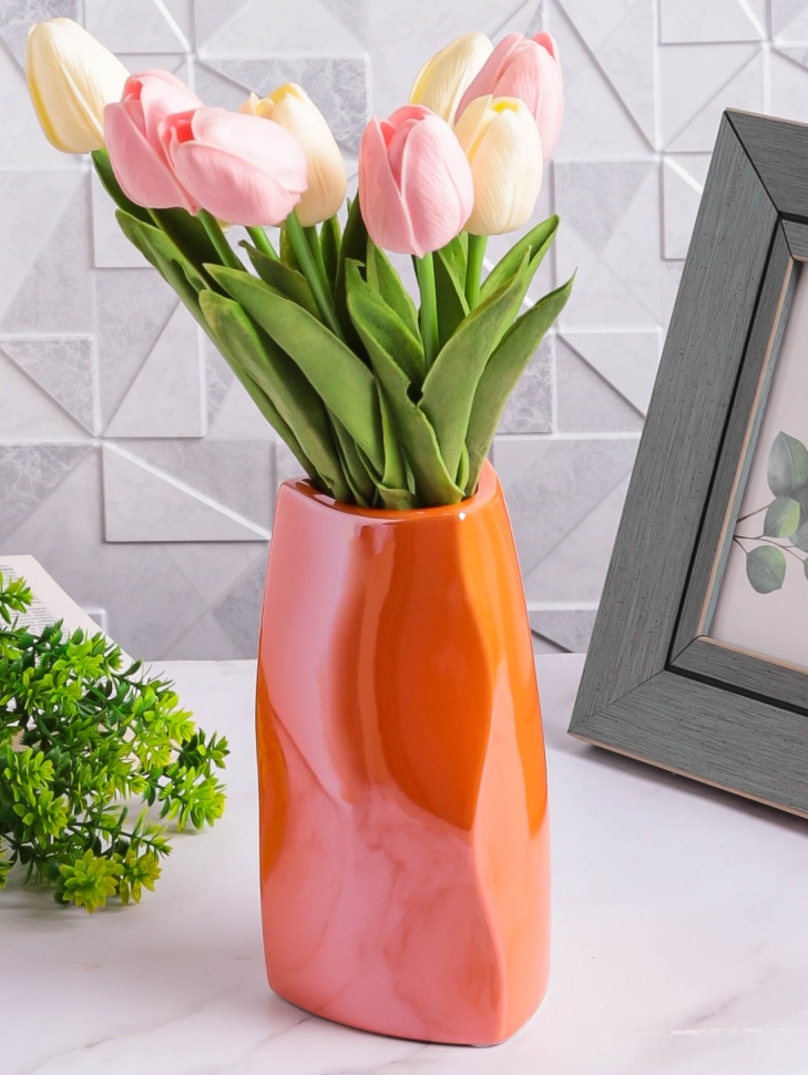 Ваза керамика 18х9,5х9,5см 8212D-07 Перламутр оранжевый Ваза керамика 18х9,5х9,5см 8212D-07 Перламутр оранжевый