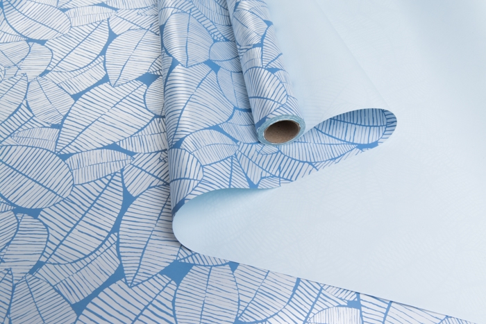 Пленка матовая 60смх10м листья изящные голубая Пленка матовая 60смх10м листья изящные голубая