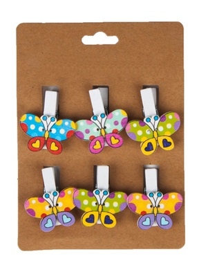 Прищепка  6шт. бабочки с сердечками 2,2х3,5см
