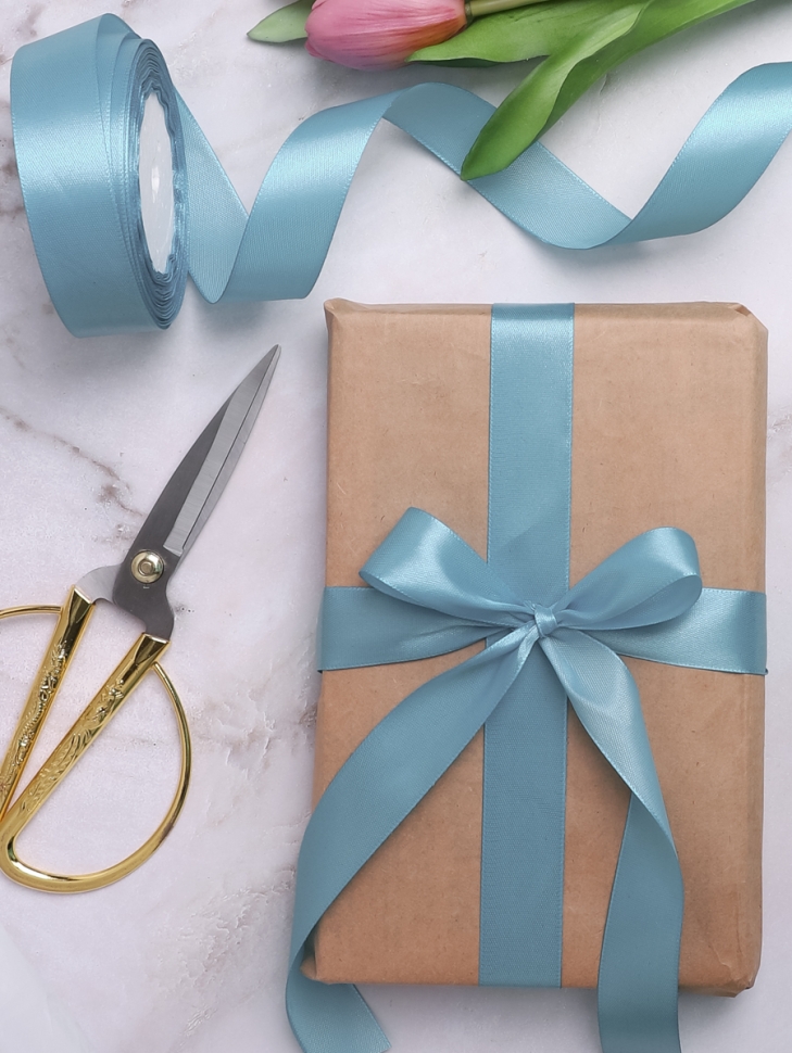 Лента атласная 25мм х 25 ярд JD аквамарин Лента атласная 25мм х 25 ярд JD аквамарин