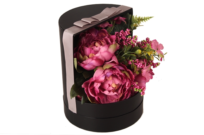 Коробка для цветов Цилиндр 18х18х22см с вращающейся крышкой, черная