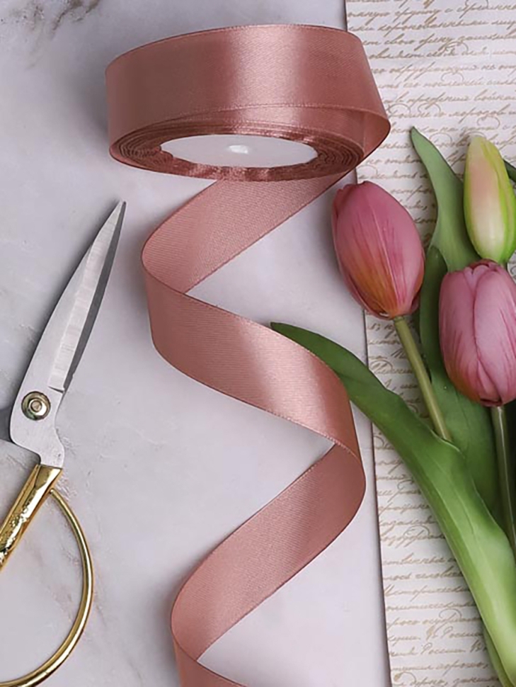 Лента атласная 25мм х 25 ярд JD мокко Лента атласная 25мм х 25 ярд JD мокко