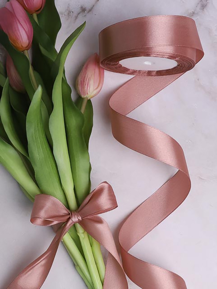 Лента атласная 25мм х 25 ярд JD мокко Лента атласная 25мм х 25 ярд JD мокко