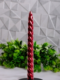 Свеча витая 25x250мм цветной лак красный