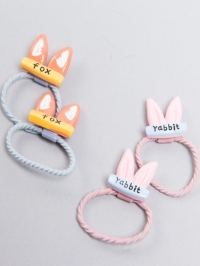 Резинки для волос, набор 4шт Rabbit/Fox розовый/оранжевый 2х2,3