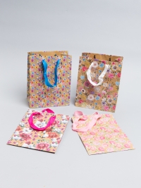 Сумочка подарочная крафт 18 х23х10см цветы