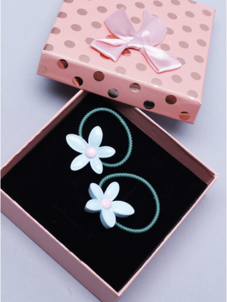 Резинки для волос, набор 2шт Цветок резной 2,5см голубой Резинки для волос, набор 2шт Цветок резной 2,5см голубой