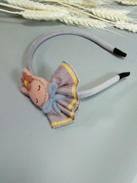 Ободок О-099 14х13,5х7см зайчик сиреневый/персик/фиолетовый