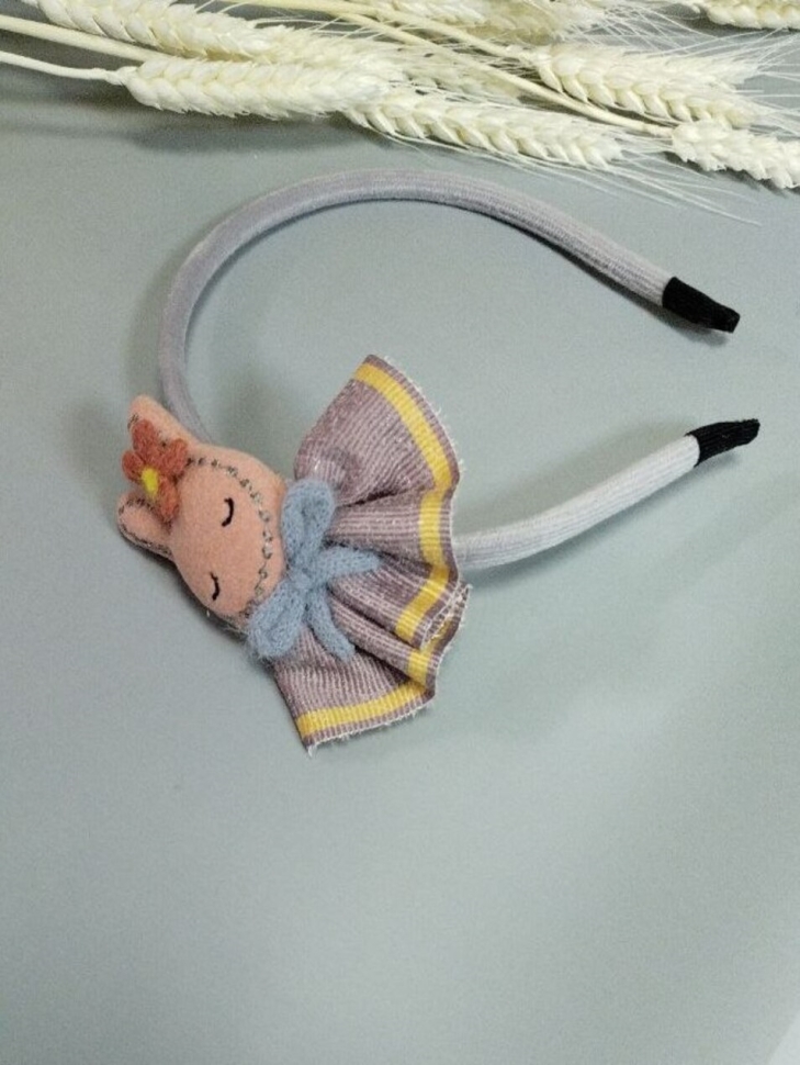 Ободок О-099 14х13,5х7см зайчик сиреневый/персик/фиолетовый Ободок О-099 14х13,5х7см зайчик сиреневый/персик/фиолетовый