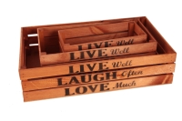 Ящик деревянный интерьерный набор 3шт 50х30х12см  "Live" дуб