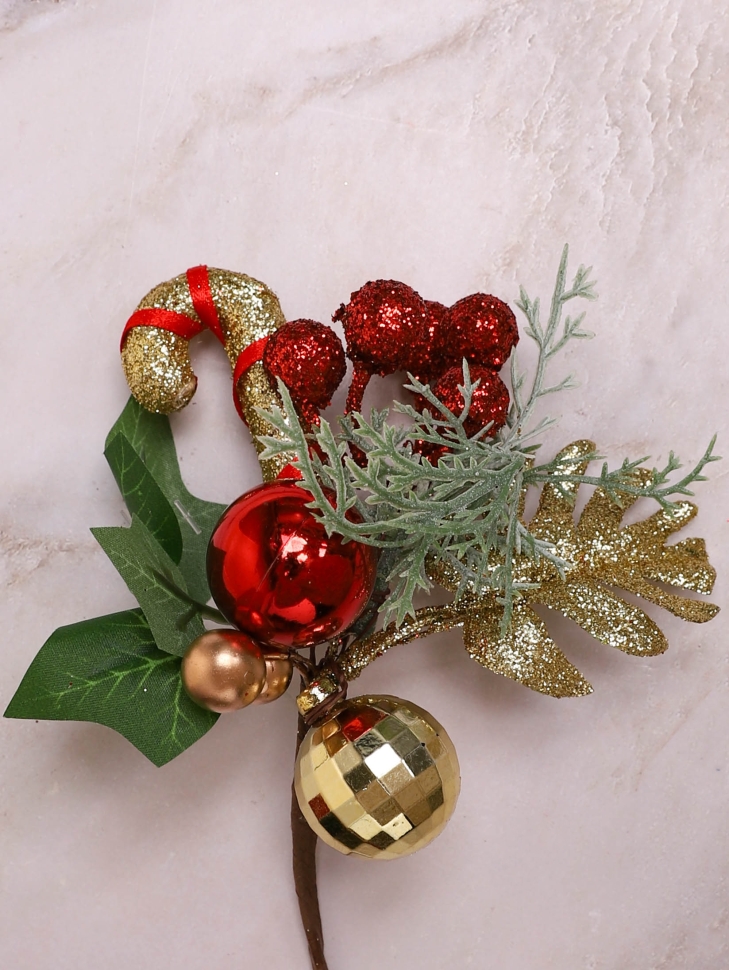 Бутоньерка Новогодняя 18см 14-48 Бутоньерка Новогодняя 18см 14-48