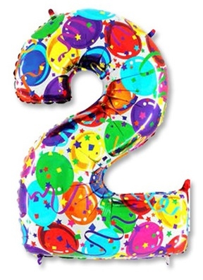 Шар воздушный фольгированный 40"/101,6см цифра 2" Шары Шар воздушный фольгированный 40"/101,6см цифра 2" Шары