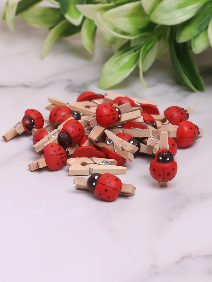 Прищепка Божья коровка 24шт. Biedronka 2 (1,5см) натуральная Прищепка Божья коровка 24шт. Biedronka 2 (1,5см) натуральная