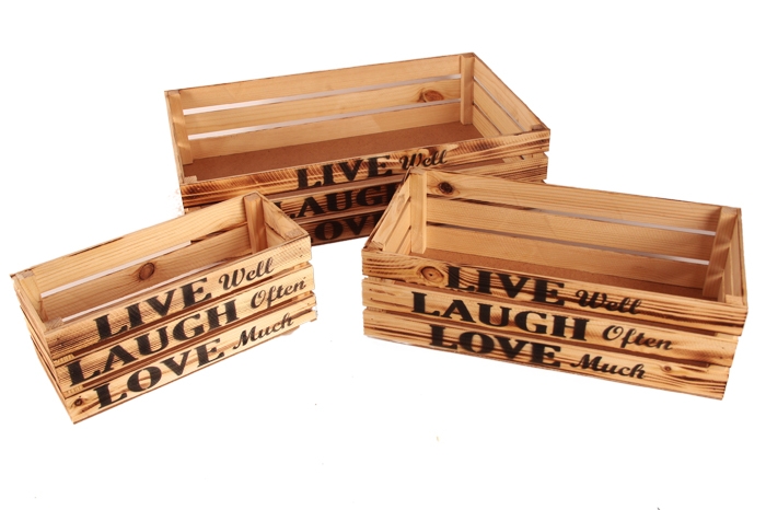 Ящик деревянный интерьерный набор 3шт 50х30х12см  "Live" экзотик