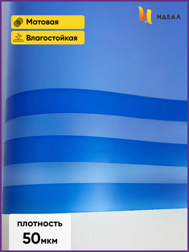Пленка матовая 58смх58см 10 листов 50мкм РЦ фрост с каймой синий