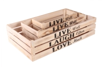 Ящик деревянный интерьерный набор 3шт 50х30х12см  "Live" белый винтаж