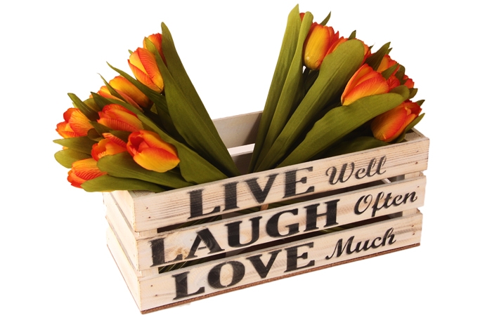 Ящик деревянный интерьерный набор 3шт 50х30х12см  "Live" белый винтаж