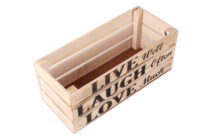 Ящик деревянный интерьерный набор 3шт 50х30х12см  "Live" белый винтаж