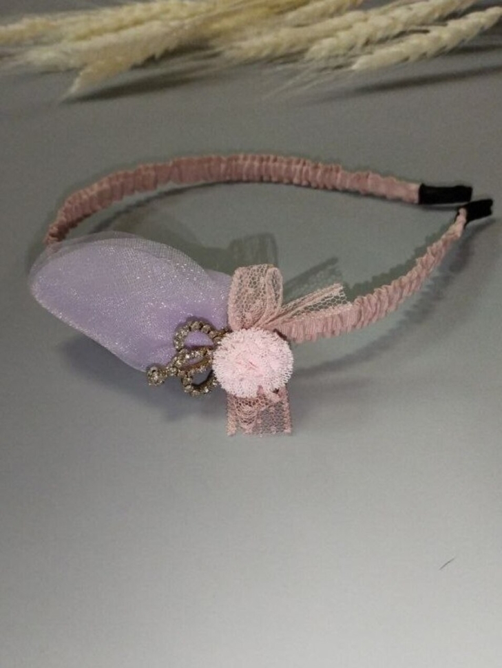 Ободок О-103 14х14х4,5см с лепестками розовый/сиреневый Ободок О-103 14х14х4,5см с лепестками розовый/сиреневый