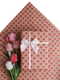 Бумага крафт 70г/м2, 70см x 1м, 10 листов Сердца 15 красный