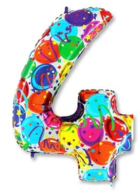Шар воздушный фольгированный 40"/101,6см цифра 4" Шары Шар воздушный фольгированный 40"/101,6см цифра 4" Шары