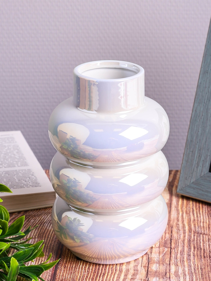 Ваза керамика 20х12см ZG 2008-2 Перламутр белый Ваза керамика 20х12см ZG 2008-2 Перламутр белый