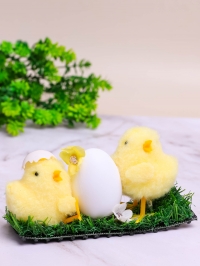 Цыплята L14 W5 H10 см композиция с яйцом