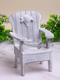 Подсвечник скамья на 1 свечу  8х12х10,5см с декором серый