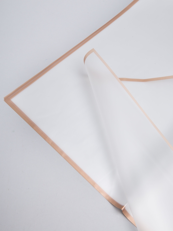 Пленка матовая 58смх58см 10 листов 50мкм кант Розовое золото, прозрачный Пленка матовая 58смх58см 10 листов 50мкм кант Розовое золото, прозрачный