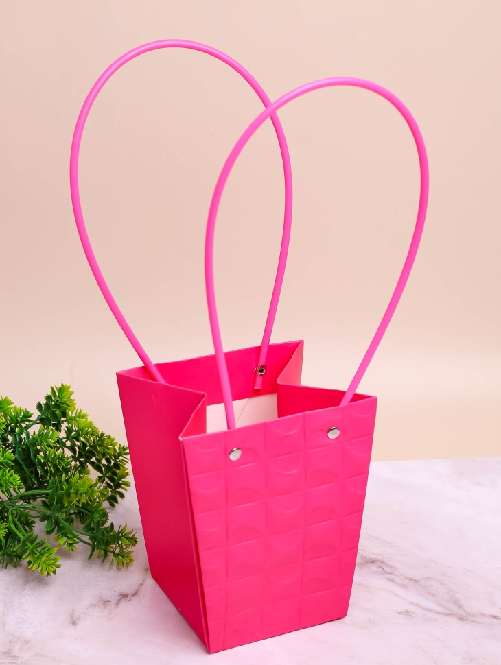 Сумочка для цветов трапеция 13х9,5х15,5см 3D розовый яркий Сумочка для цветов трапеция 13х9,5х15,5см 3D розовый яркий