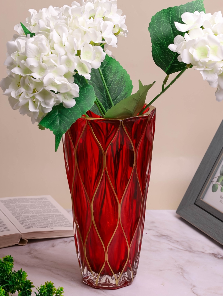 Ваза стекло Неоклассика цветная h29,5 d15см К Конус красный Ваза стекло Неоклассика цветная h29,5 d15см К Конус красный