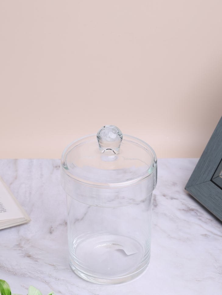 Ваза стекло Трубка №6021, D10,7x15,5см с крышкой Ваза стекло Трубка №6021, D10,7x15,5см с крышкой