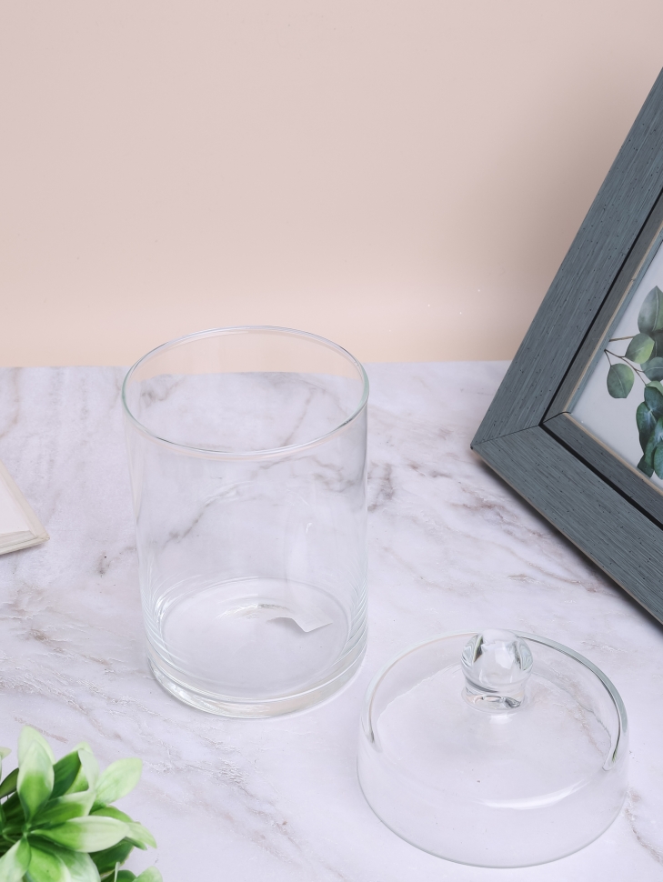 Ваза стекло Трубка №6021, D10,7x15,5см с крышкой Ваза стекло Трубка №6021, D10,7x15,5см с крышкой