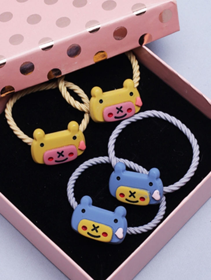 Резинки для волос, набор 4шт Мишки 1,2х2 синий/желтый Резинки для волос, набор 4шт Мишки 1,2х2 синий/желтый