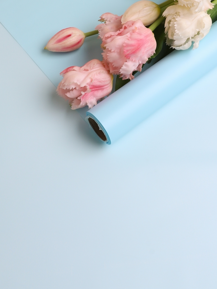 Пленка матовая 60см х 10м  на втулке голубой